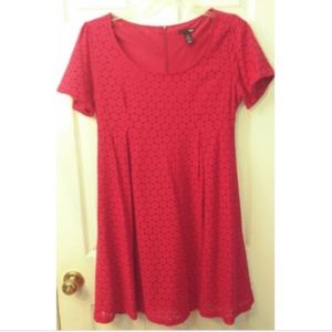 H & M Dress Red Floral Lace